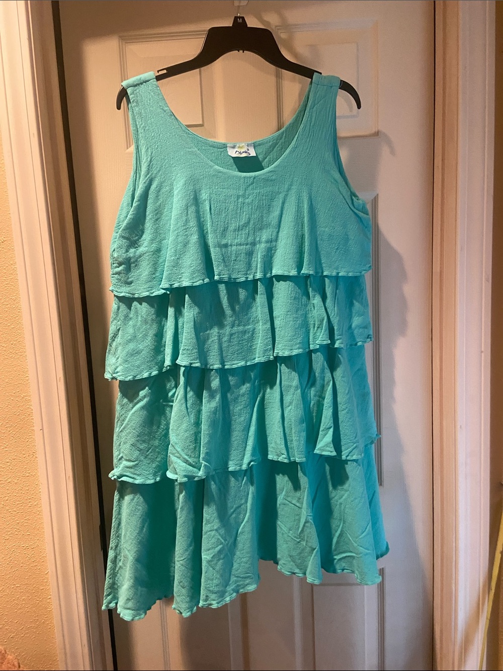 Sleeveless Tiered Ruffle Tunic in Aqua